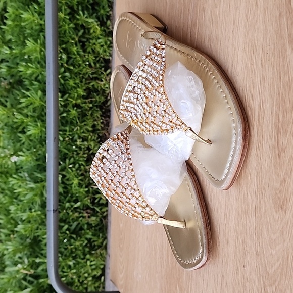 K. JACQUES ST. TROPEZ CRYSTALS LEATHER SANDAL WOMEN'S EU 38 US 8 - Picture 1 of 11